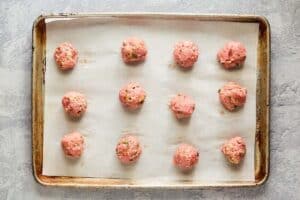 Asian pork meatballs before cooking.