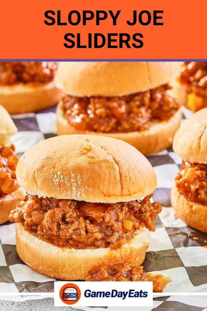 sloppy joe sliders on checkered parchment paper.