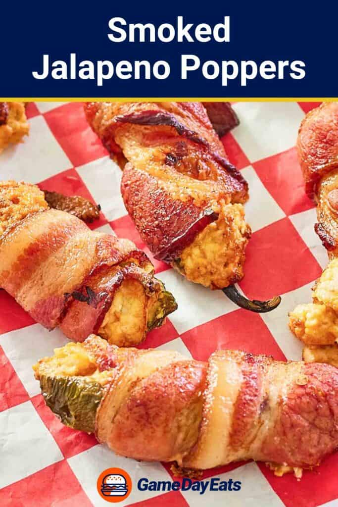 homemade bacon wrapped smoked jalapeno poppers with cheddar and cream cheese.