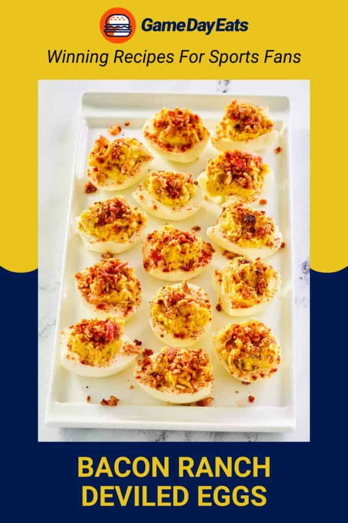A platter of bacon ranch deviled eggs.