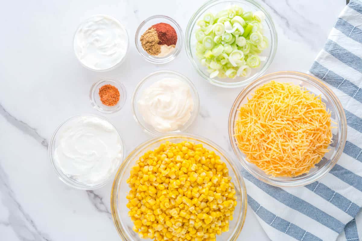 Mexican corn dip ingredients.