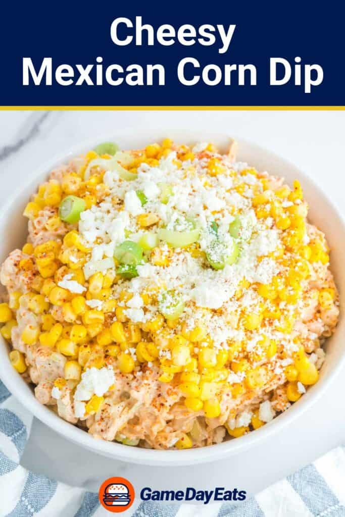 A bowl of cheesy Mexican corn dip.