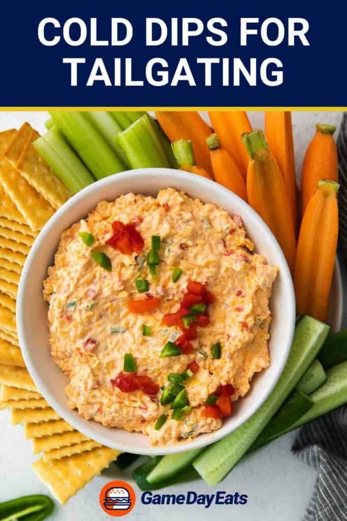 pimento cheese in a bowl served with carrots and celery
