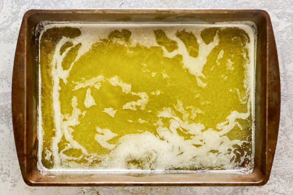 Melted butter in a pan.