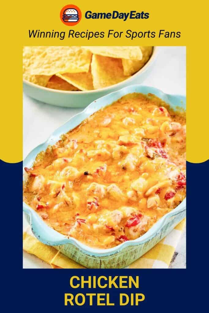 Chicken rotel dip and tortilla chips.