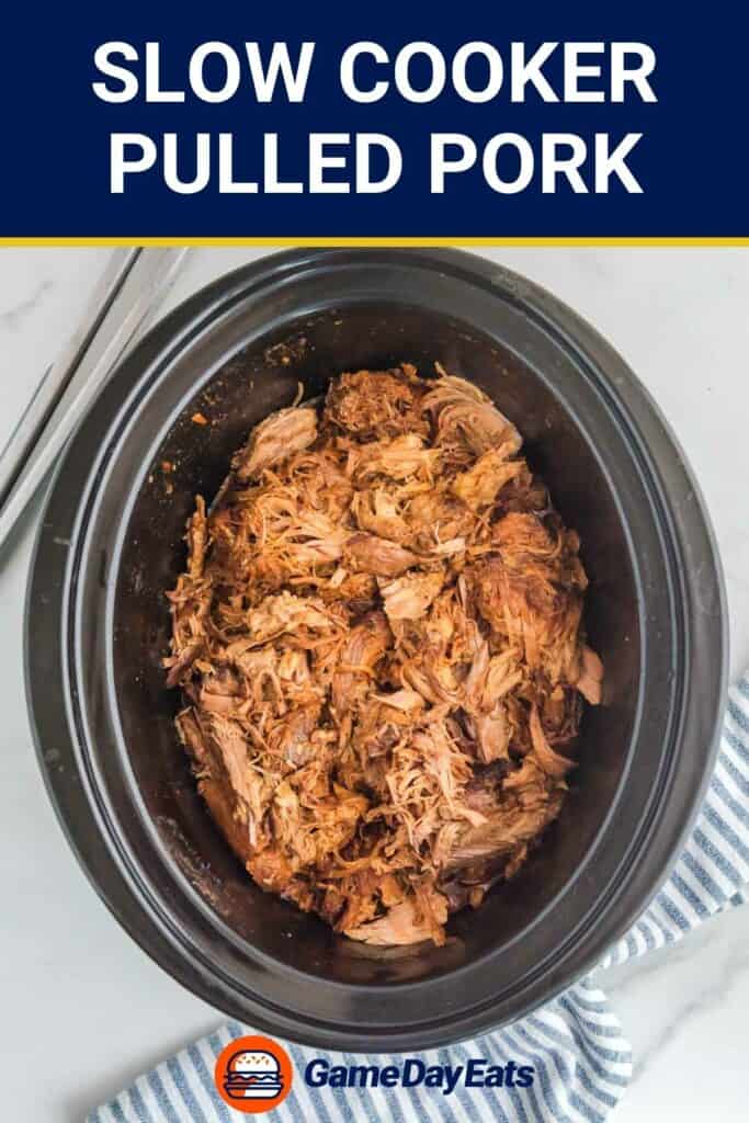BBQ pulled pork in a slow cooker.