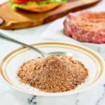 Homemade burger seasoning for grilling in a bowl.