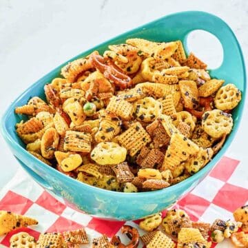 Homemade Furikake Chex Mix in a serving bowl.