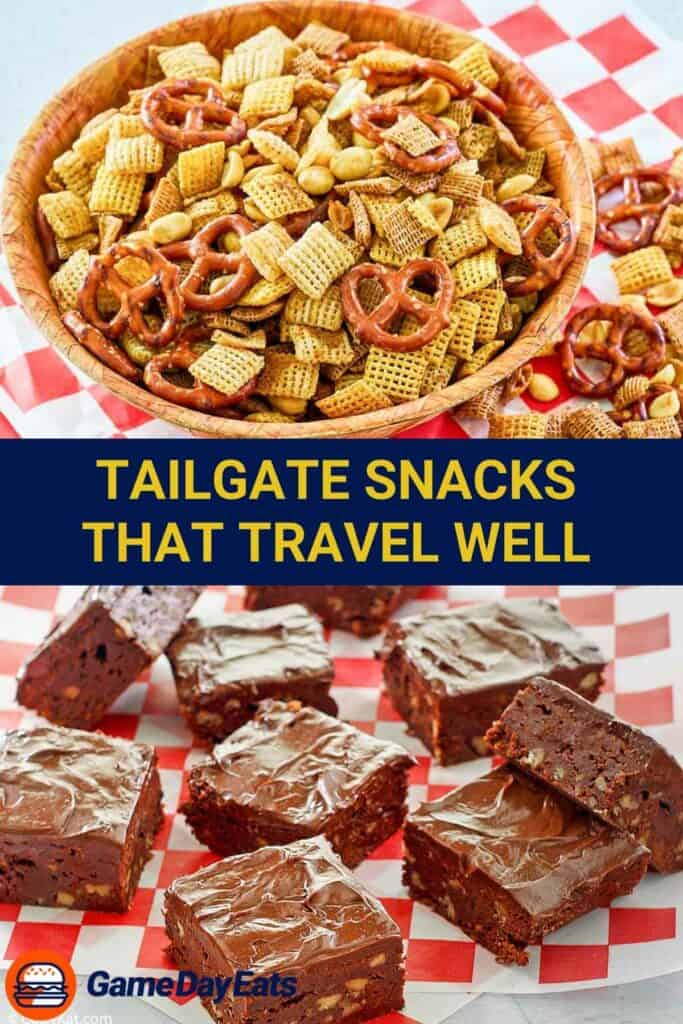 tailgating treats like brownies and snack mix