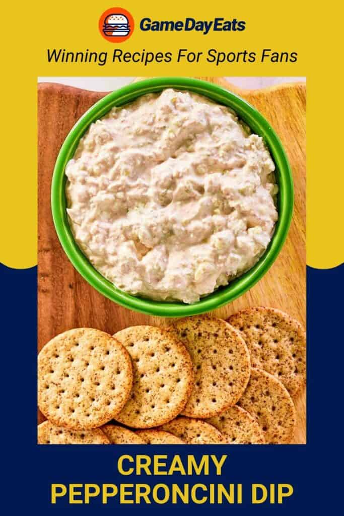 A bowl of pepperoncini dip and crackers next to it.
