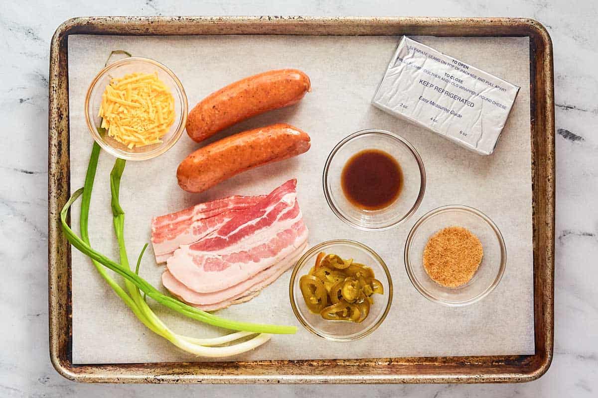 Pig shots ingredients on a tray.
