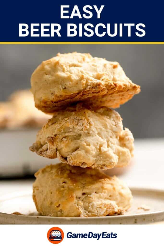 A stack of three beer biscuits on a plate.