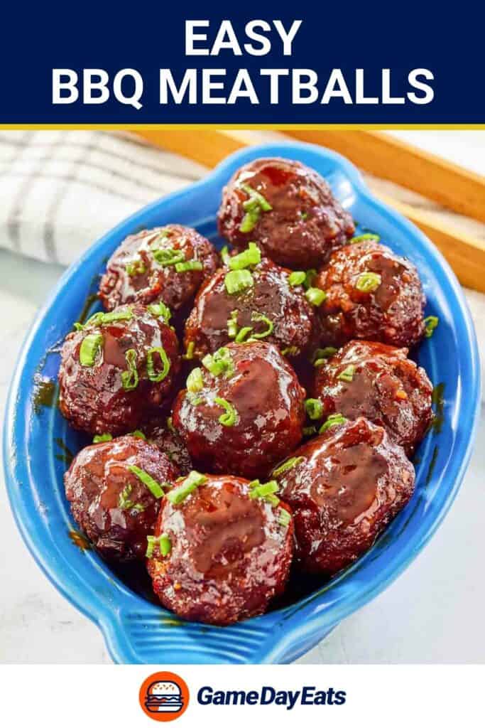 Homemade BBQ meatballs garnished with green onions.