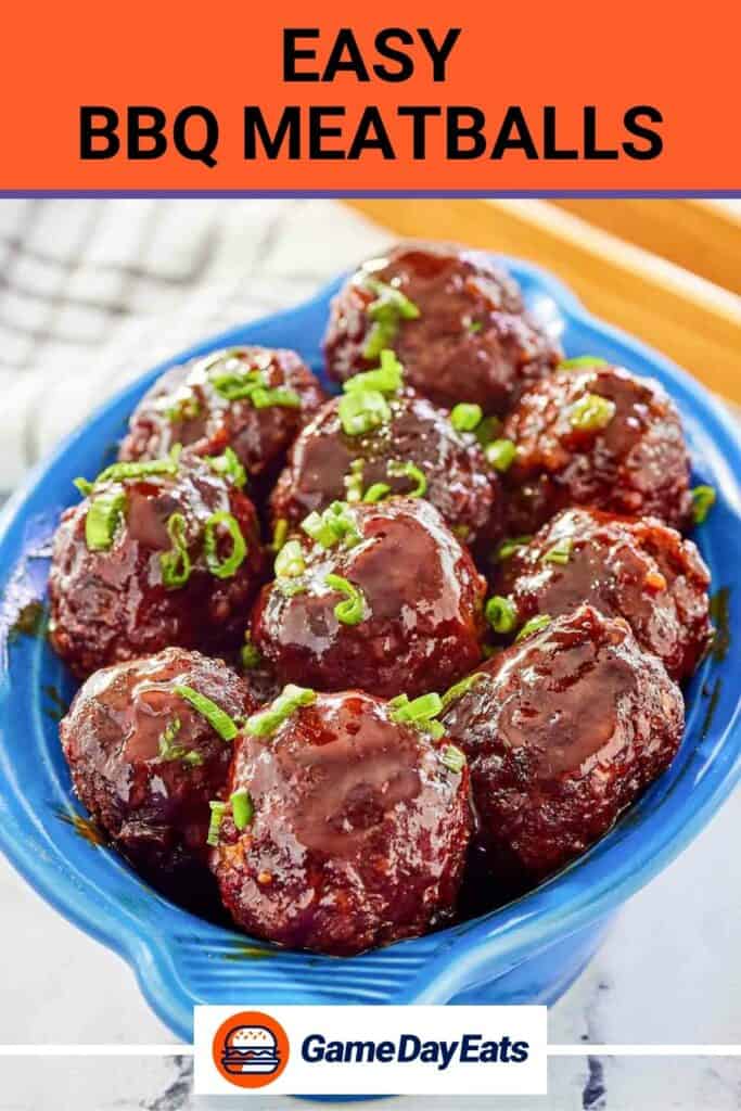 Homemade barbecue meatballs in a serving dish.