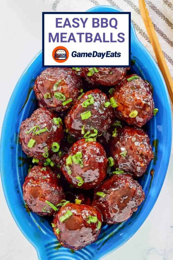 Barbecue meatballs in a serving dish.