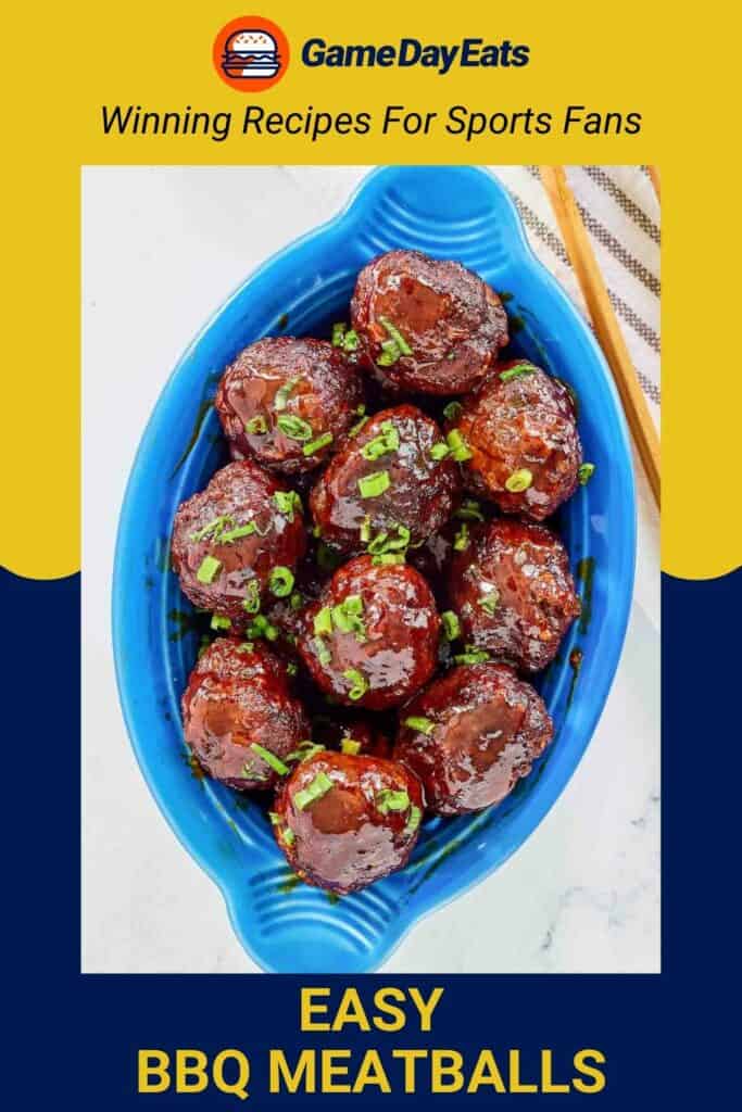 Homemade BBQ meatballs in a serving dish.